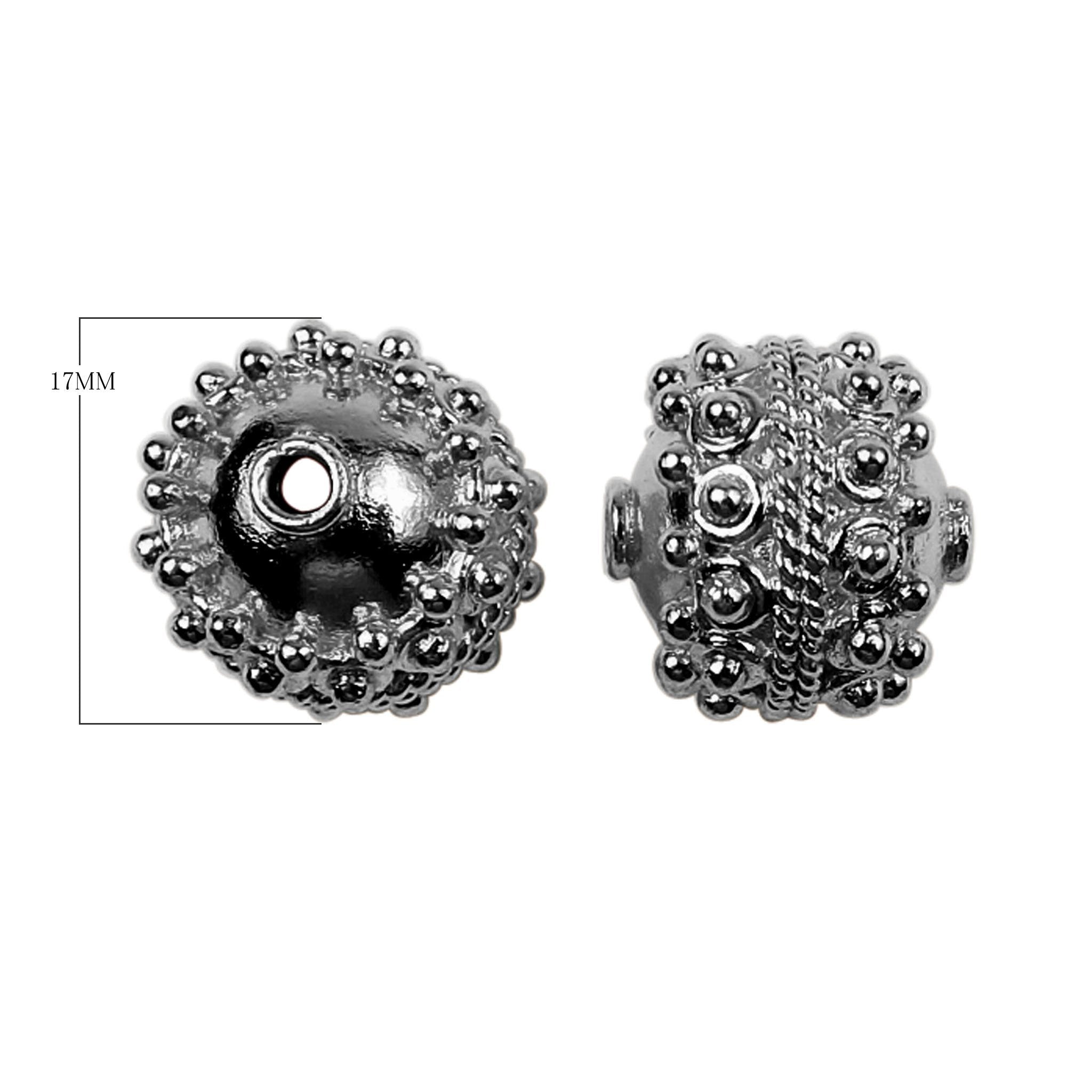 Black rhodium overlay over copper beaded spacer bead handcrafted in India for wholesale jewelry making