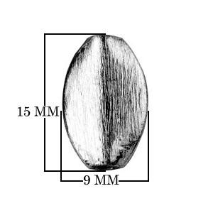 BR-171-15X9MM Black Rhodium Overlay Oval Shape Brushed Bead Beads Bali Designs Inc 