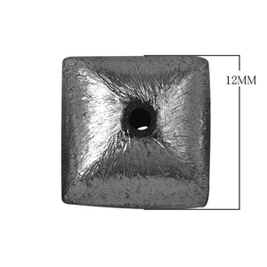 Black rhodium overlay copper square textured bead handcrafted in India for wholesale jewelry
