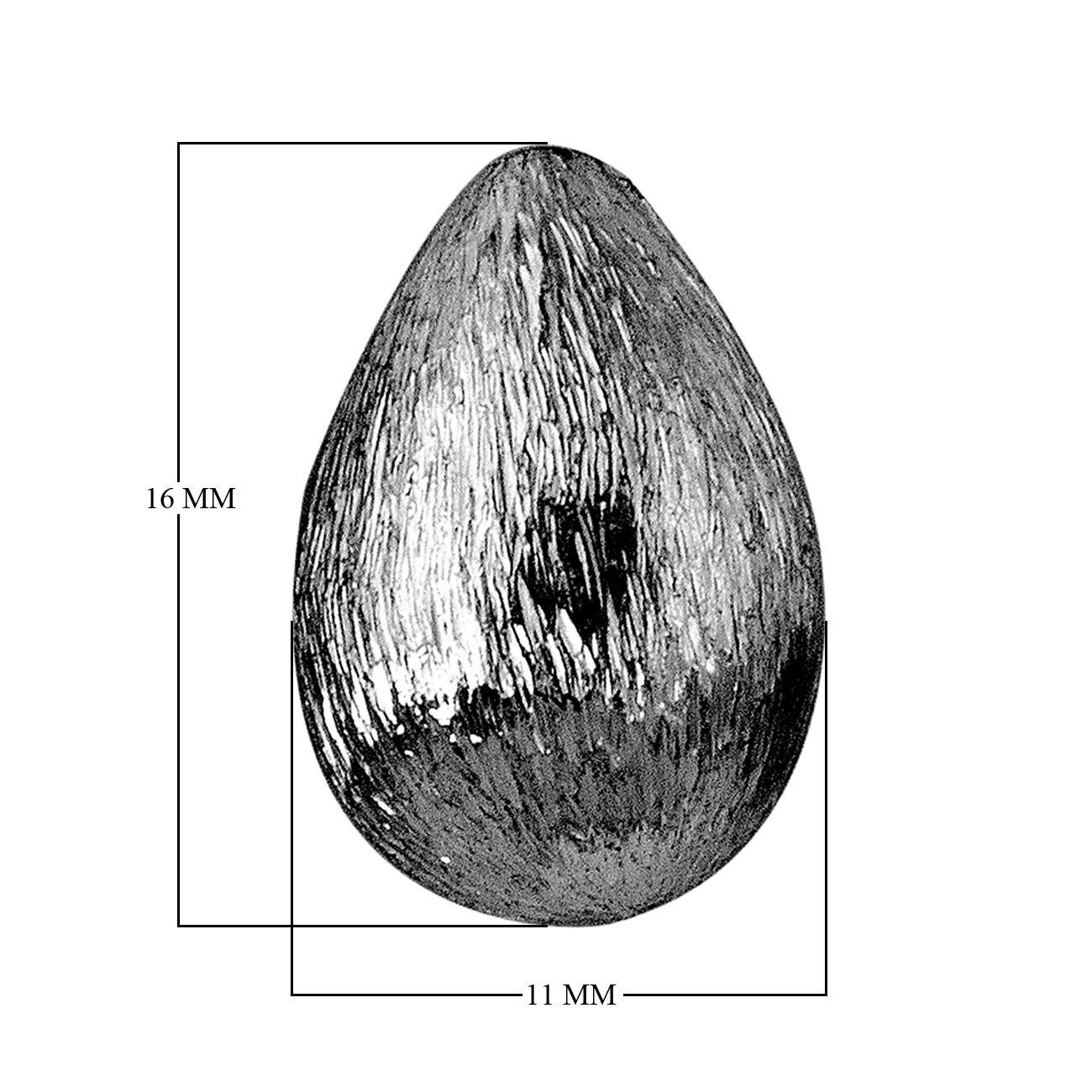 BR-194-11X16MM Black Rhodium Overlay Pears Shape Brushed Bead Beads Bali Designs Inc 