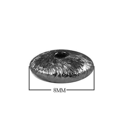 BR-231-8MM Black Rhodium Overlay Wheel Shape Brushed Bead Beads Bali Designs Inc 