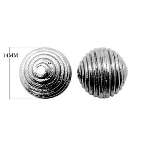 Black rhodium overlay over copper ribbed round bead handcrafted in India for wholesale jewelry making
