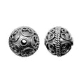 Black rhodium overlay over copper ornate rope center round bead handcrafted in India for wholesale jewelry making