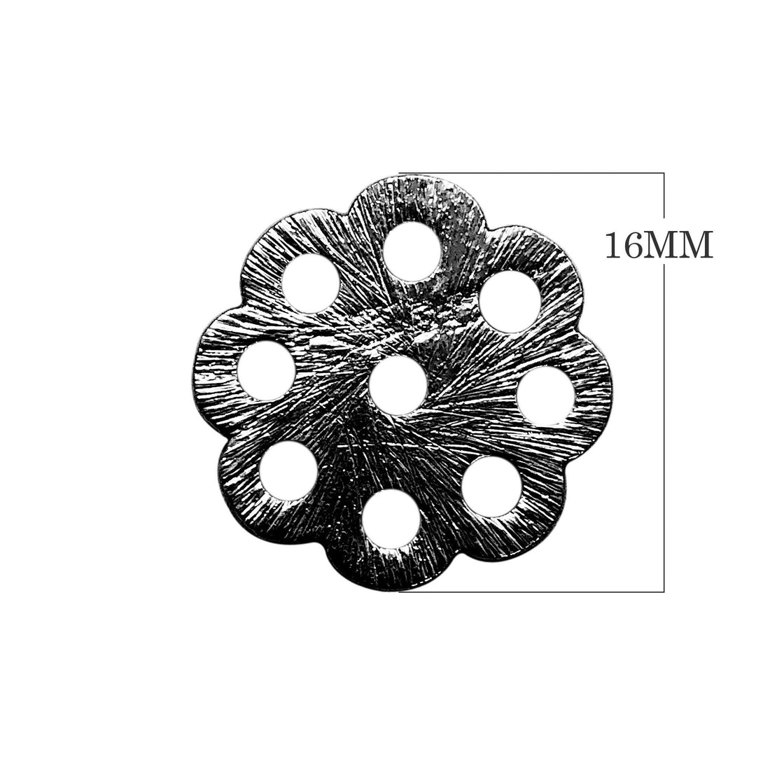 BR-360-16MM Black Rhodium Overlay Flower Shape Chip Bead Beads Bali Designs Inc 
