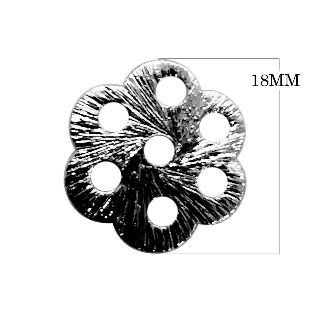 BR-360-18MM Black Rhodium Overlay Flower Shape Chip Bead Beads Bali Designs Inc 
