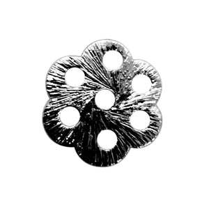 Black rhodium overlay over copper multi hole floral connector handcrafted in India for wholesale jewelry making