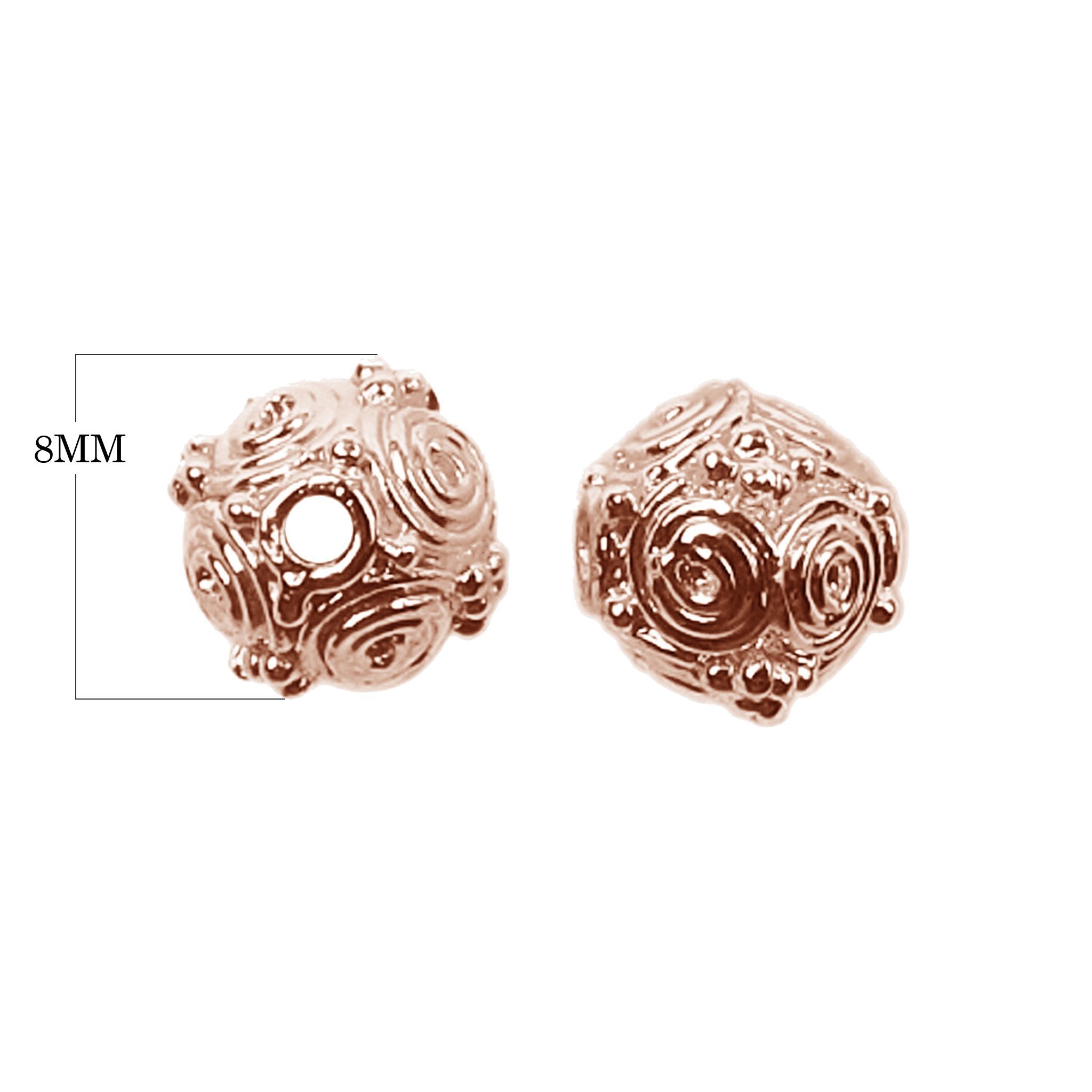 Rose gold overlay copper spiral motif beads handcrafted in India for wholesale jewelry making