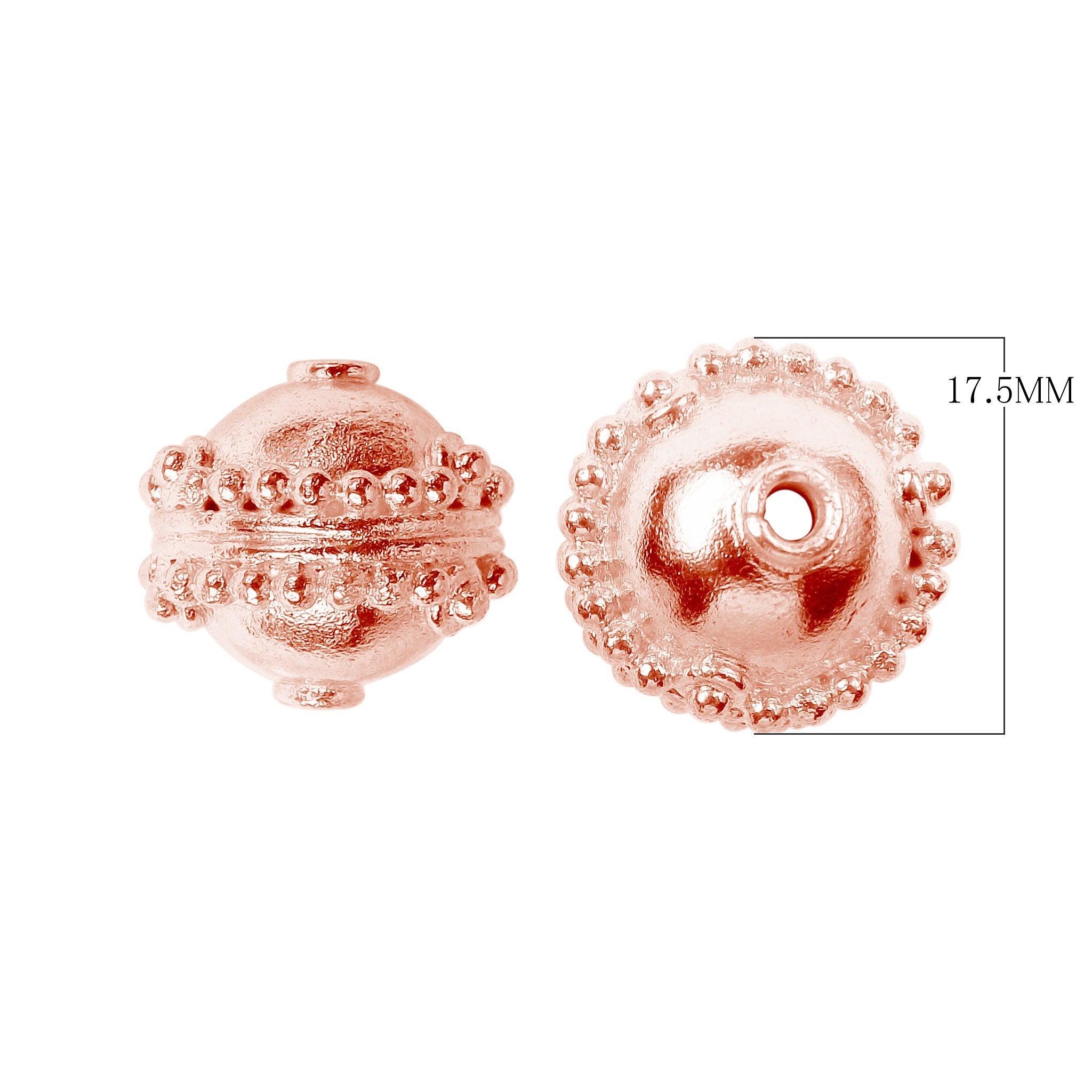 Rose gold overlay copper beaded dome beads handcrafted in India for wholesale jewelry making