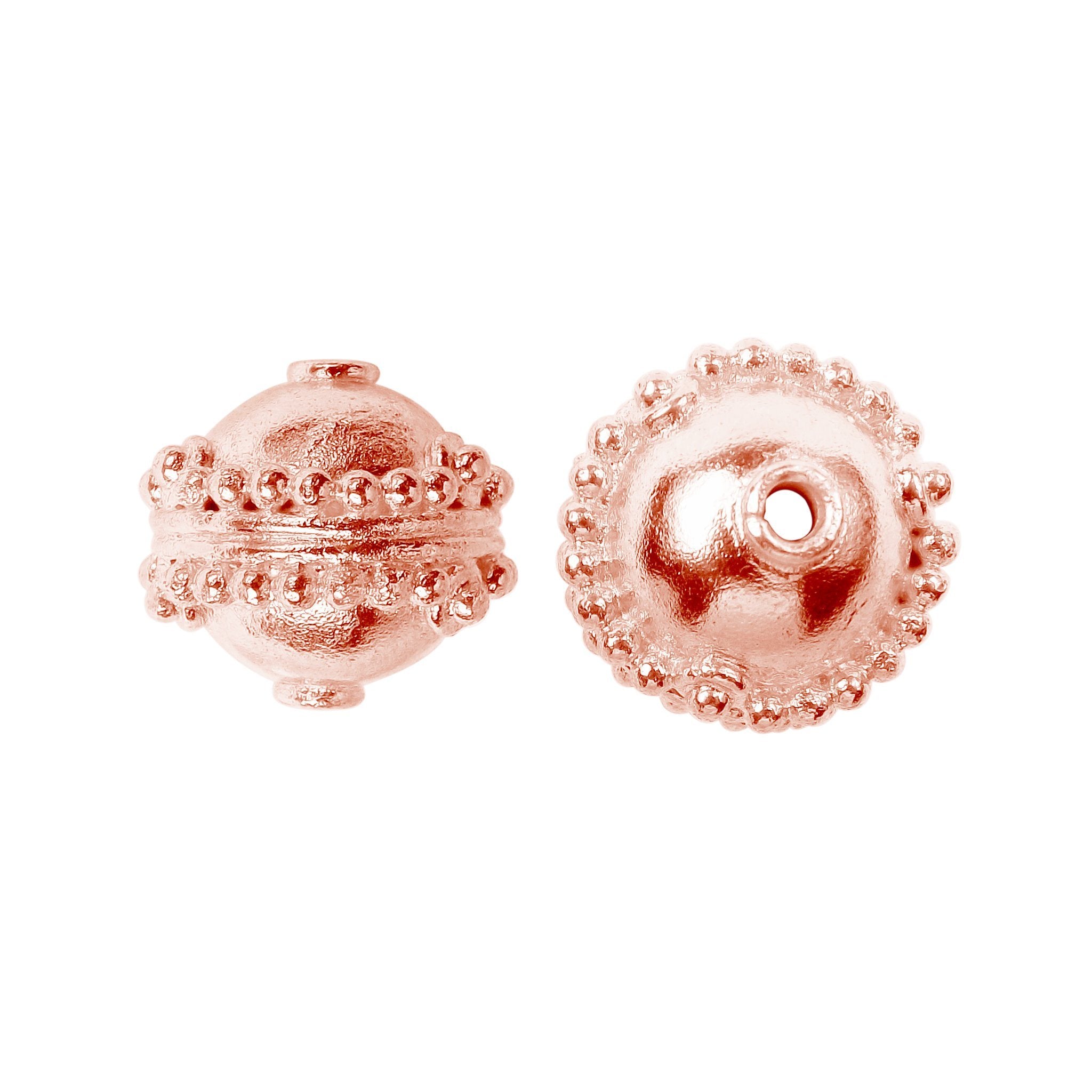 Rose gold overlay copper beaded dome beads handcrafted in India for wholesale jewelry making