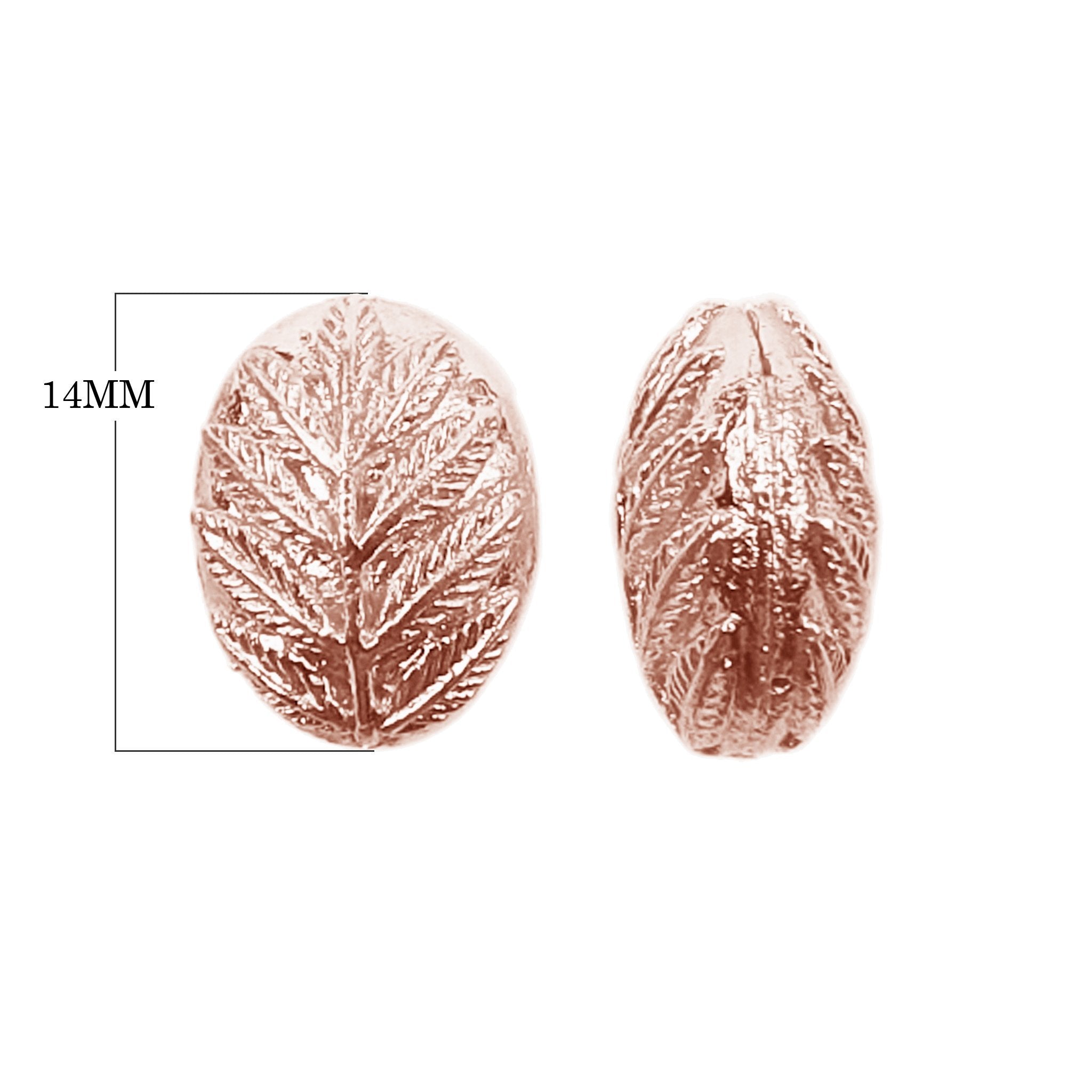 Rose gold overlay copper leaf texture beads handcrafted in India for wholesale jewelry making