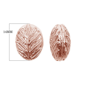 Rose gold overlay copper leaf texture beads handcrafted in India for wholesale jewelry making