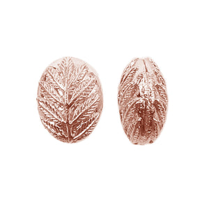 Rose gold overlay copper leaf texture beads handcrafted in India for wholesale jewelry making