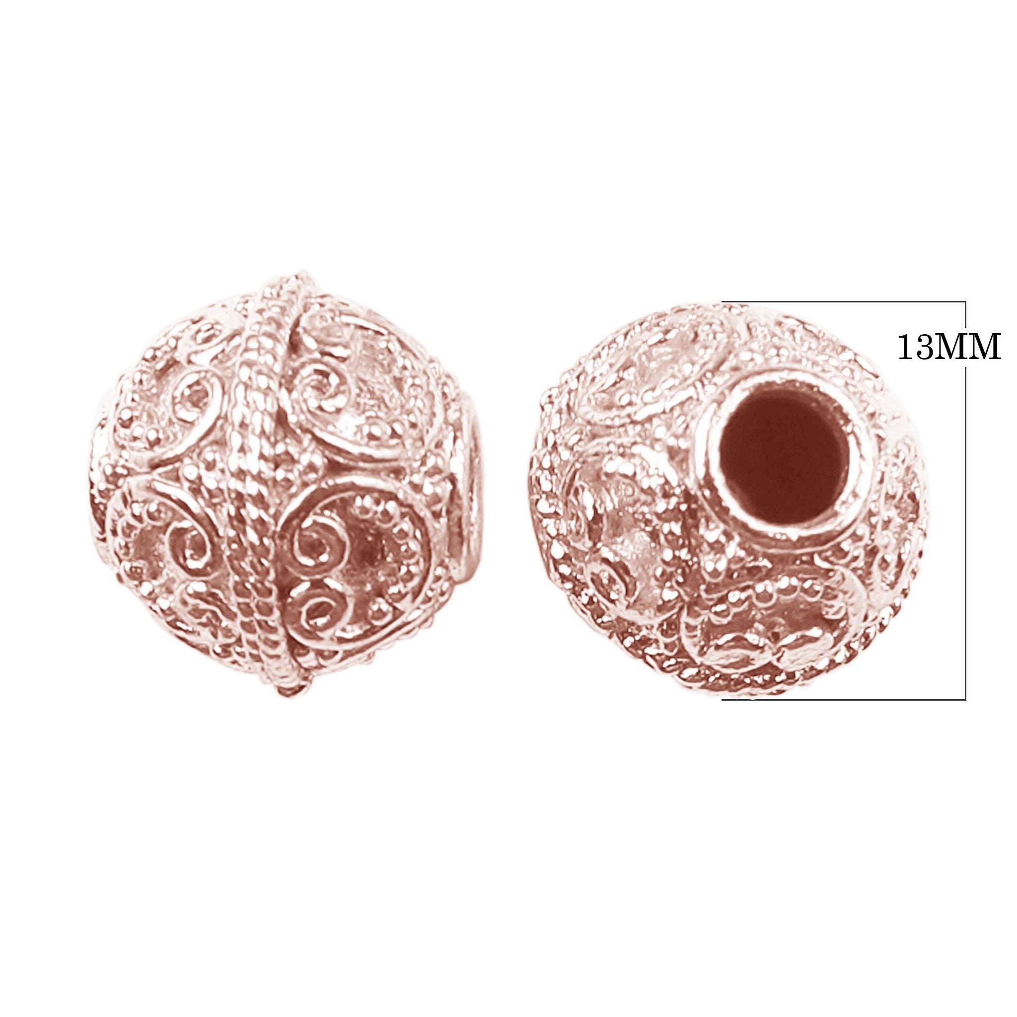 Rose gold overlay copper scroll filigree beads handcrafted in India for wholesale jewelry making