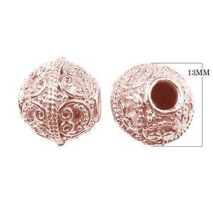Rose gold overlay copper scroll filigree beads handcrafted in India for wholesale jewelry making