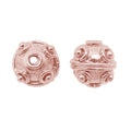 Rose Gold overlay over copper handcrafted bead from India with embossed swirl design for wholesale jewelry making