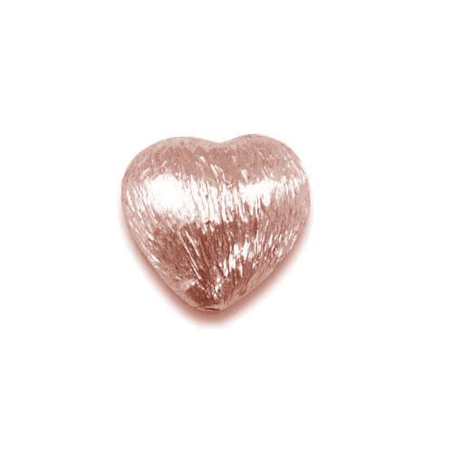 BRG-235 Rose Gold Overlay Heart Shape Brushed Bead Beads Bali Designs Inc 