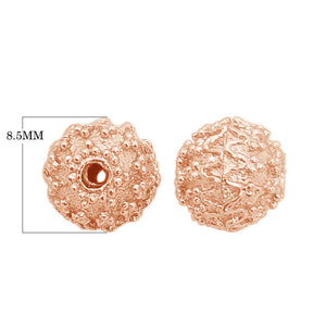 Rose gold overlay over copper granulated floral bead handcrafted in India for wholesale metal components