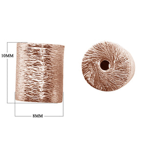 Rose Gold overlay copper textured cylinder bead handcrafted in India for wholesale jewelry making