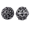 Handcrafted ornate hollow bead with silver overlay over copper featuring antique finish made in India