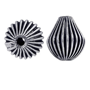 Handcrafted ribbed onion bead with silver overlay over copper and antique finish made in India