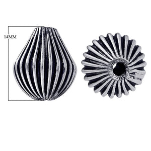 Handcrafted ribbed onion bead with silver overlay over copper and antique finish made in India