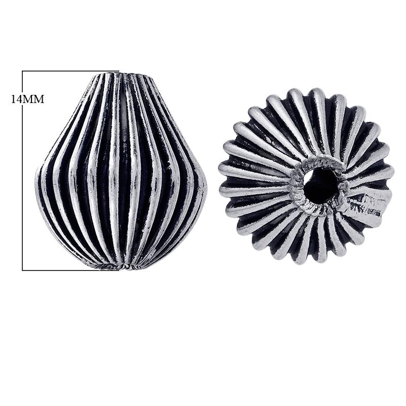 Handcrafted ribbed onion bead with silver overlay over copper and antique finish made in India