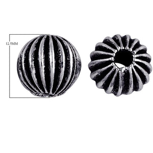Handcrafted ribbed round bead with silver overlay over copper and antique finish made in India
