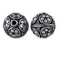 Handcrafted floral panel round bead with silver overlay over copper and antique finish made in India