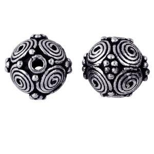 BSF-112-10MM Silver Overlay Bali Bead Beads Bali Designs Inc 