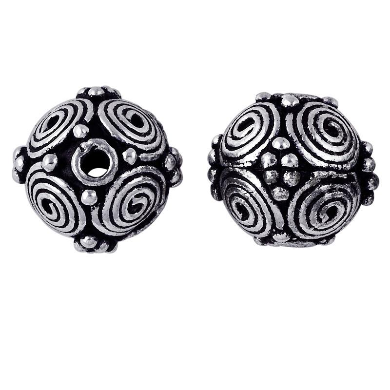 BSF-112-8MM Silver Overlay Bali Bead Beads Bali Designs Inc 