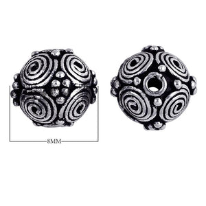 BSF-112-8MM Silver Overlay Bali Bead Beads Bali Designs Inc 