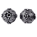 Handcrafted spiral motif round bead with silver overlay over copper and antique finish made in India