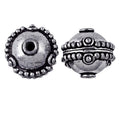 Silver overlay over copper granule banded round bead with traditional Indian metalwork handcrafted in India for wholesale jewelry