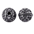 Silver overlay over copper engraved round bead from India with oxidized silver finish for wholesale jewelry making
