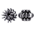 Silver overlay over copper coiled floral bead from India with oxidized silver finish for wholesale jewelry making