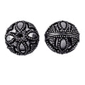 Silver overlay over copper floral filigree bead from India with oxidized silver finish for wholesale jewelry making