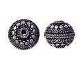 Silver overlay over copper granulated round bead from India with oxidized silver finish for wholesale jewelry making