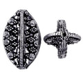 Silver overlay over copper oval granulated bead from India with oxidized silver finish for wholesale jewelry making