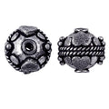 Silver overlay over copper faceted motif round bead from India with oxidized silver finish for wholesale jewelry making
