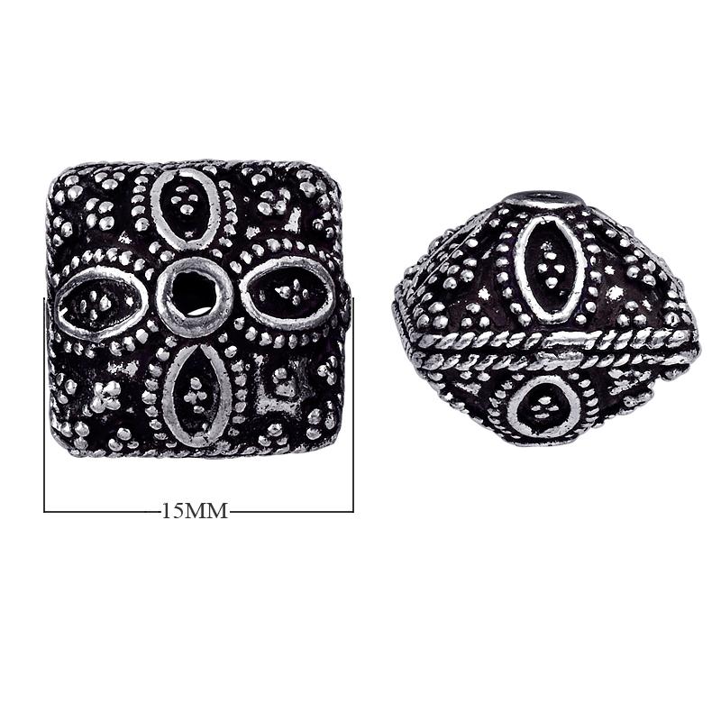 BSF-126 Silver Overlay Square Shape Granulation Designer Bali Bead Beads Bali Designs Inc 