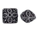 Silver overlay over copper square floral motif bead from India with oxidized silver finish for wholesale jewelry making