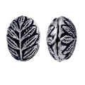 Silver overlay over copper leaf carved oval bead from India with oxidized silver finish for wholesale jewelry making