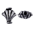 Silver overlay over copper fluted fan bead from India with oxidized silver finish for wholesale jewelry making