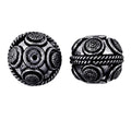 Silver overlay over copper granulated disc motif round bead from India with oxidized silver finish for wholesale jewelry making