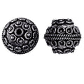 Silver overlay over copper raised dot motif round bead from India with oxidized silver finish for wholesale jewelry making