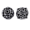 Silver overlay over copper scroll ring motif round bead from India with oxidized silver finish for wholesale jewelry making