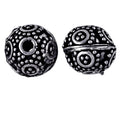 Silver overlay over copper spiral dot motif round bead from India with oxidized silver finish for wholesale jewelry making