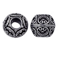 Silver overlay over copper handcrafted scroll spacer bead from India with antique silver finish