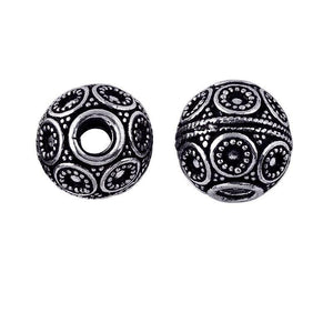 Silver overlay over copper handcrafted dotted spherical bead from India with antique silver finish