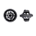 Silver overlay over copper handcrafted openwork rope bead from India with antique silver finish